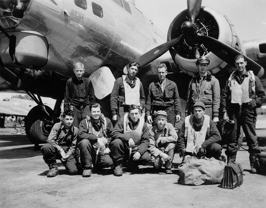 Rudrud's Crew with Captain Jean Miller as Command - 602nd Squadron - 16 July 1944