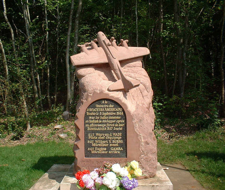Shady Lady Memorial in memory of Lt. Warren J. Wade, Sgt. Wilbert Y. Burns, and Sgt. Eugene Gamba